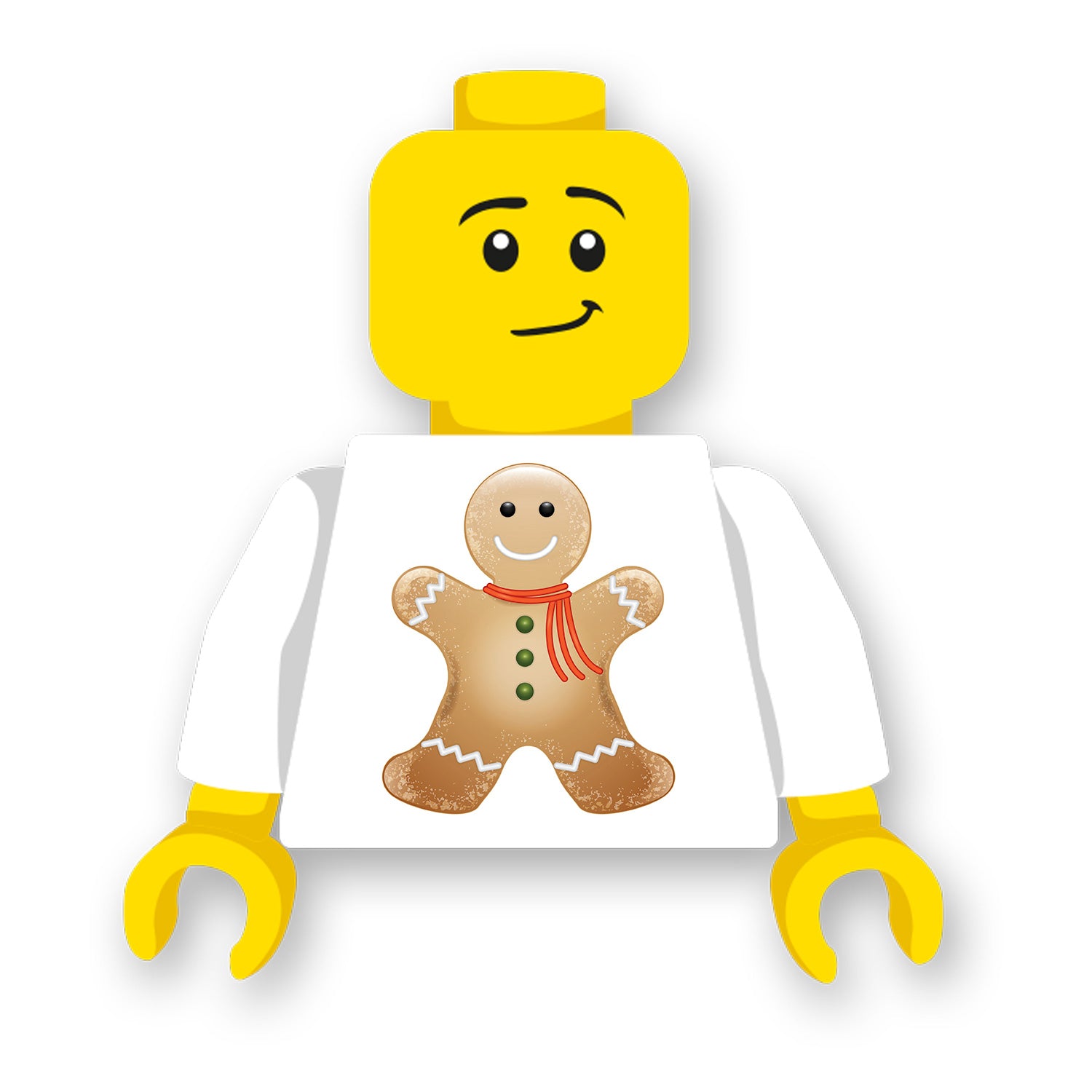 LEGO Kerst torso Gingerbread 2 Geprint op een nieuwe witte LEGO® torso