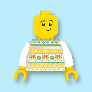 Torso Kerstklokjes Geprint op een nieuwe witte LEGO® torso