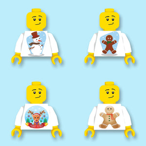 Bundel van 4 Wintertruien geprint op nieuwe LEGO® torso's
