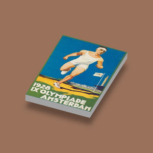Retro poster 1928 Olympiade Amsterdam geprint op een 2x3 nieuwe LEGO tegel