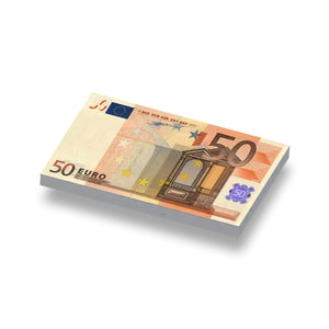 Speelgeld Euros 50 euro geprint op een witte nieuwe 1x2 LEGO® tegel