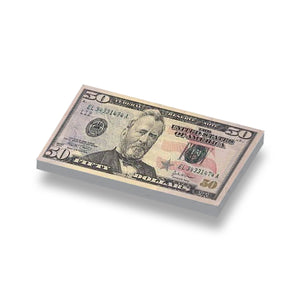 Speelgeld United States 50 dollar geprint op een 1x2 witte LEGO® tegel