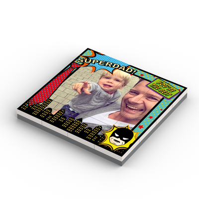 Unieke LEGO Vaderdag puzzel in vierkant Superdad kader incl bodemplaat