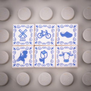 Delfts Blauw Bloem Holland motief - op 6 nieuwe 1x1 LEGO® tegels