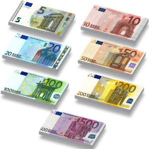 Bundel van 7 Euro's speelgeld biljetten 1x2 nieuwe witte LEGO® tegels.