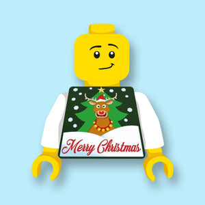 Torso Kerst Trui Merry Christmas 2 Geprint op een nieuwe witte LEGO® 