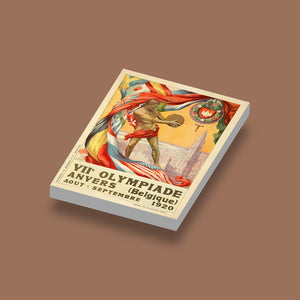 Retro poster 1920 Olympiade Belgique op een 2x3 LEGO tegel