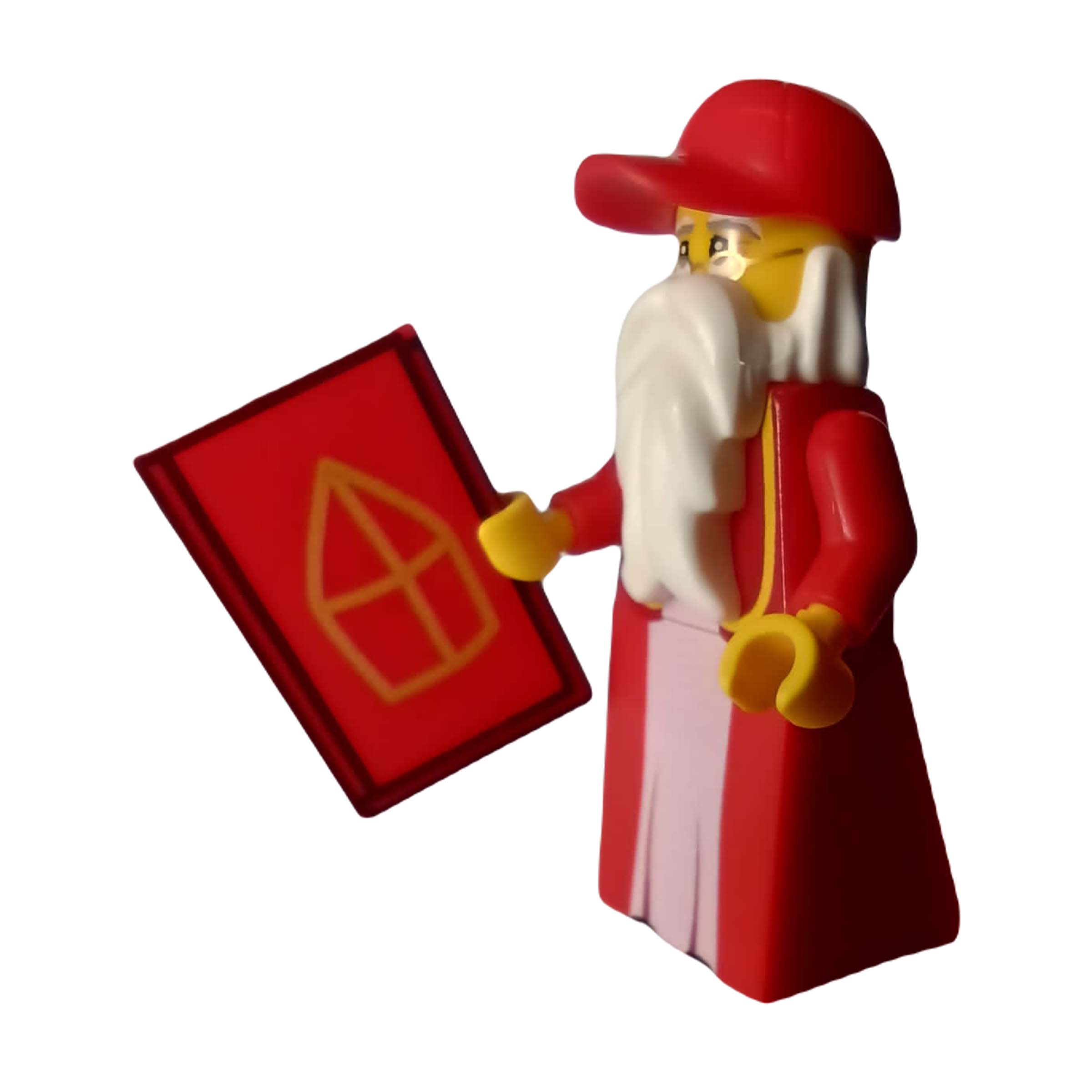 Sinterklaas werkmijter en het grote boek geprint op LEGO onderdelen