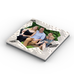 Unieke LEGO Vaderdag puzzel in witte LEGO-stenen kader incl bodemplaat