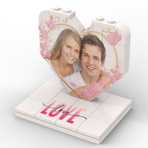 Puzzle LEGO® 3D coeur doré avec roses