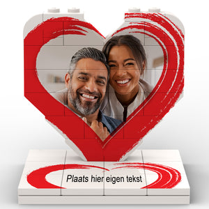 LEGO® 3D puzzel hart kader kwast en eigen tekst bodem geprint op LEGO