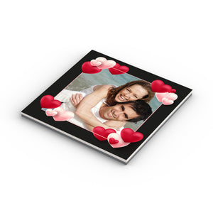 LEGO® puzzel 64 zwart kader met hartjes op 64 nieuwe LEGO tegels 