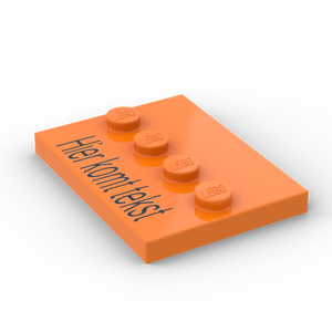 LEGO Minifiguur stand oranje met zwarte tekst. Geprint op nieuwe LEGO