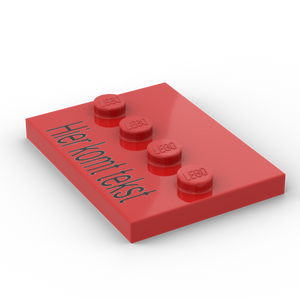 LEGO Minifiguur stand rood met zwarte tekst geprint op nieuwe LEGO